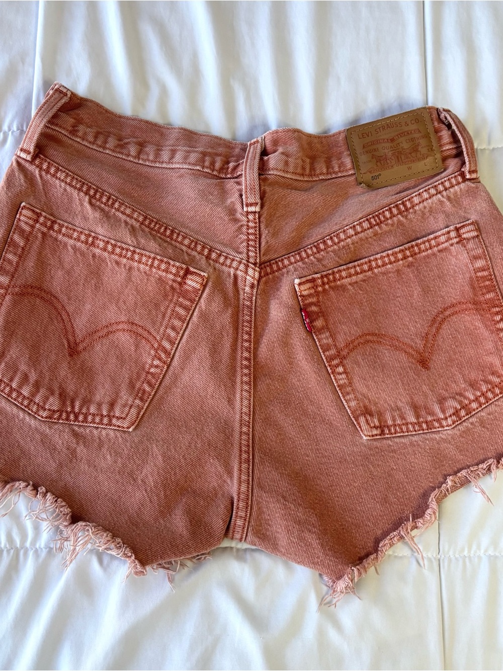 Levi's 501 Women's High-Rise Orange Denim Cutoff Shorts